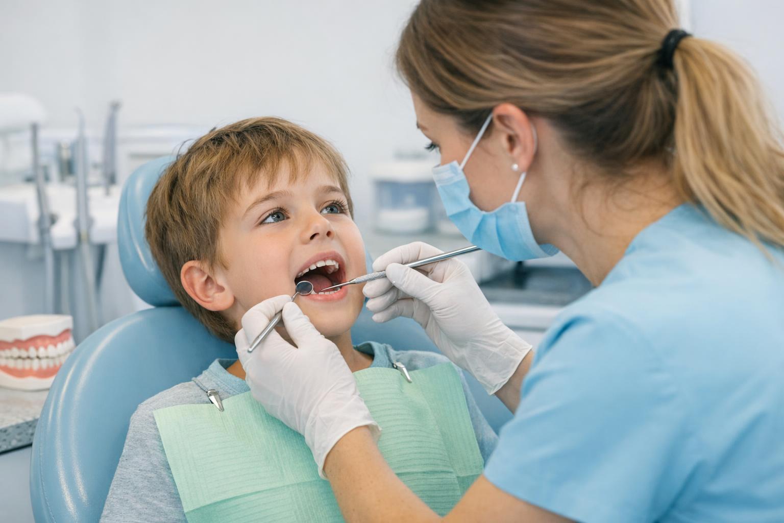 dziecko u ortodonty podczas badania